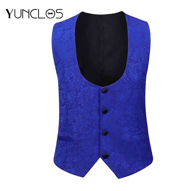 Синие мужские костюмы повседневные из трех частей черные жаккардовые с