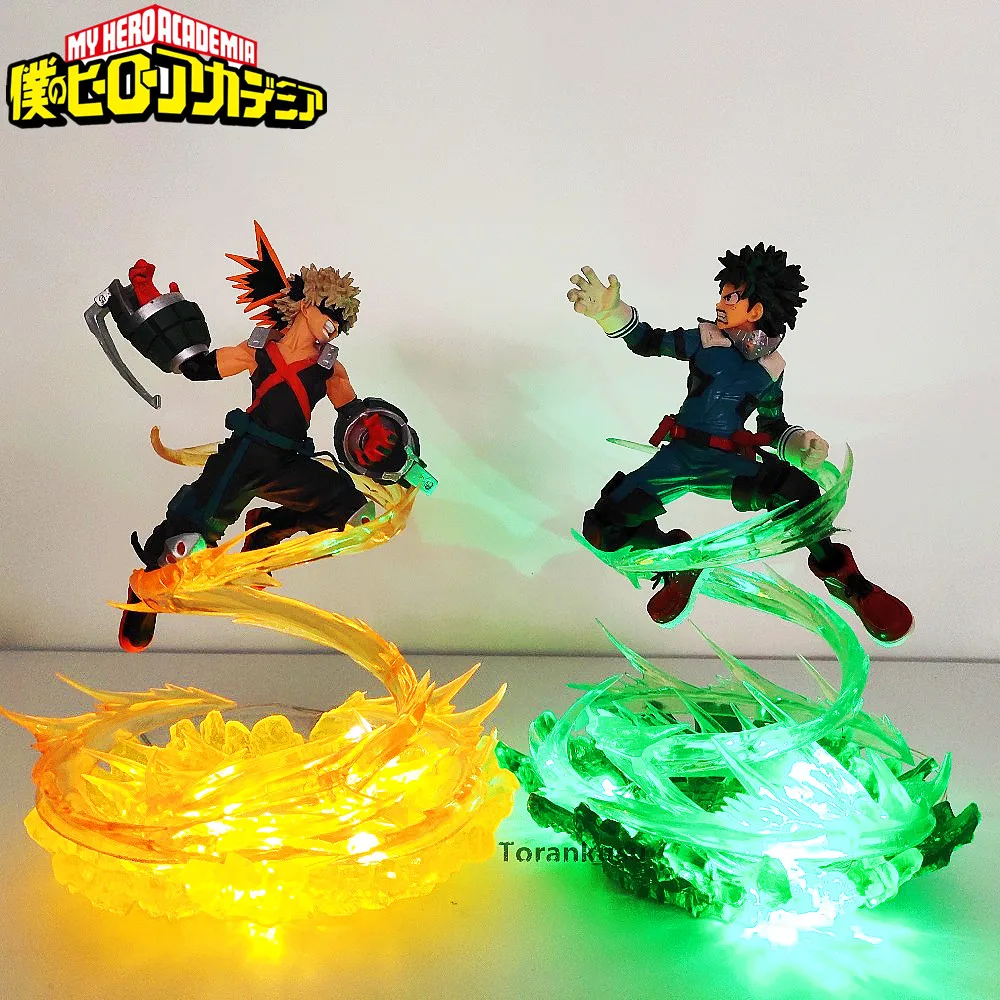 

My Hero Academia Bakugou Katsuki VS Midoriya Izuku Action Figures Led Toy Boku no Hero Academia Anime Battle Scene