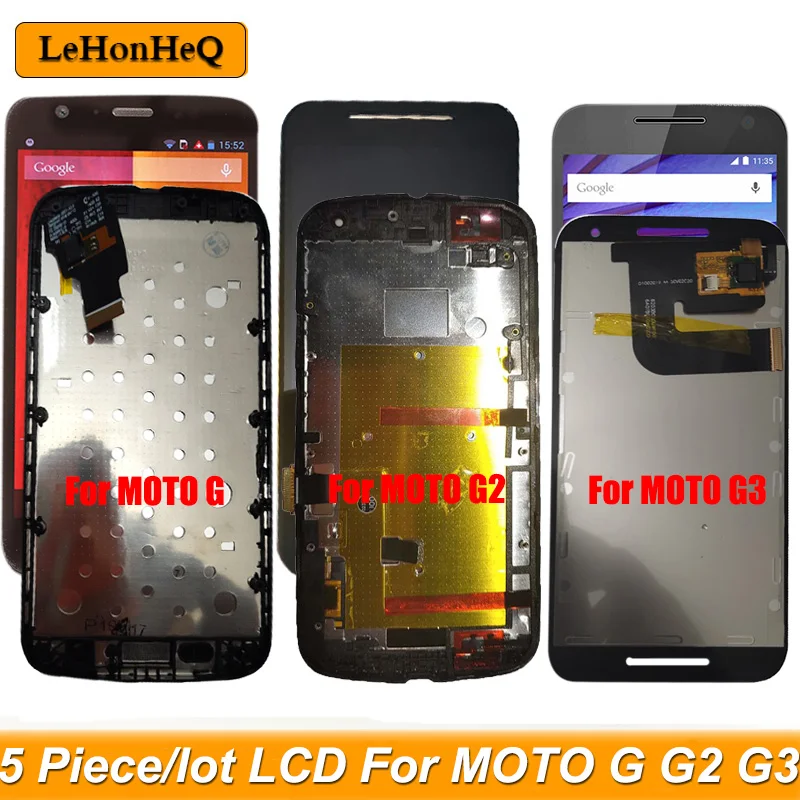 5 шт./лот ЖК дисплей для MOTO G G1 G2 XT1032 XT1063 сенсорный экран с рамкой дигитайзер в сборе