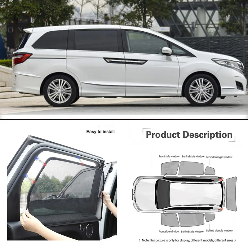 For Honda ELYSION 2016 Car Full Side Windows Magnetic Sun Shade UV Protection Ray Blocking Mesh Visor Decoration Accessories