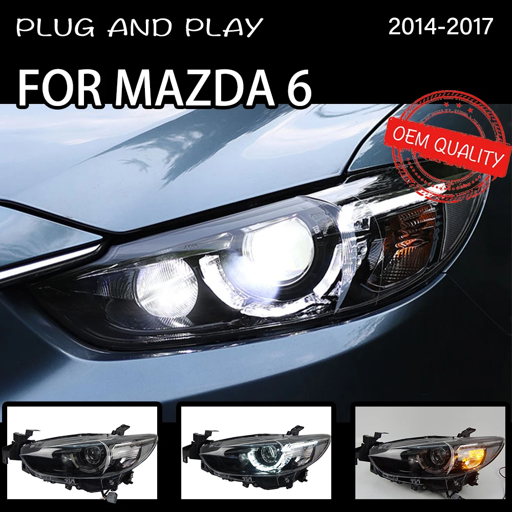 

Передняя фара для Mazda 6 2013-2017, фары, противотуманные фары, дневные ходовые огни DRL H7, светодиодная Биксеноновая лампа, автомобильные аксессуар...