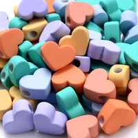 20pcslot 14mm mixed color heart shape rubber beads cute big hole silicone beads for jewelry making diy bracelet necklace