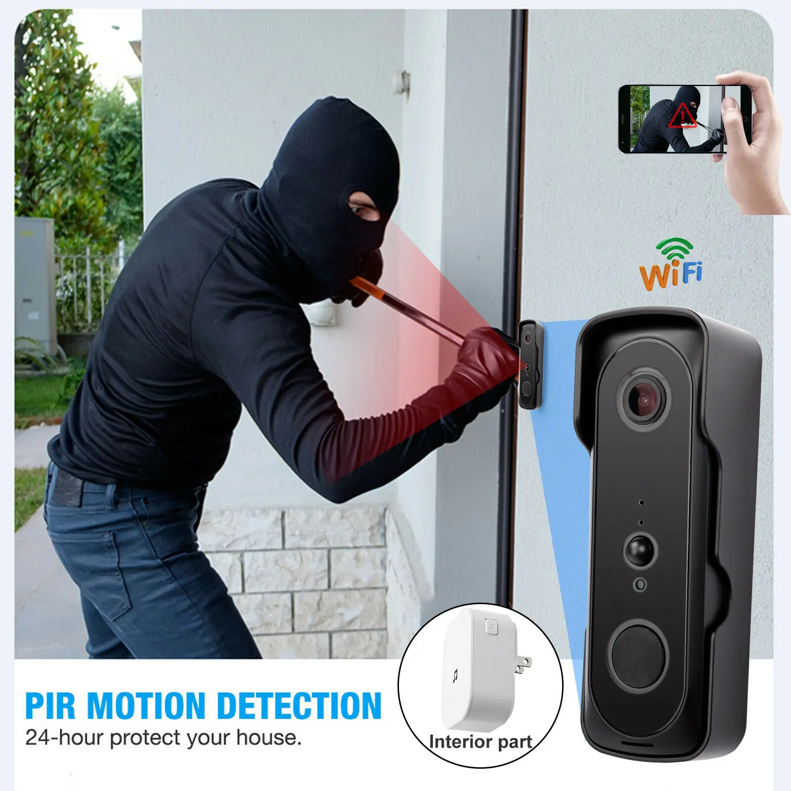 smart wireless wifi visual doorbell pir 1080p wifi video doorbell smart door intercom security camera bell night vision 166 view free global shipping