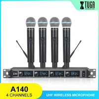 xtuga 4 channel uhf wireless microphone system 4handheld professional fixed frequency cordless mic up to 300ft for karaokeparty