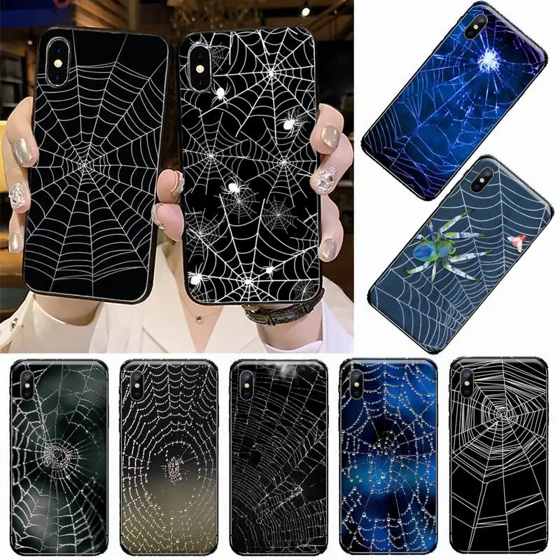 

Cool Spider web Black Phone Case For iphone 12 11 13 7 8 6 s plus x xs xr pro max mini