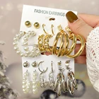 FNIO Винтажные серьги в виде бабочек золотого и серебряного цвета с жемчугом металлические кольца модные ювелирные изделия 2021