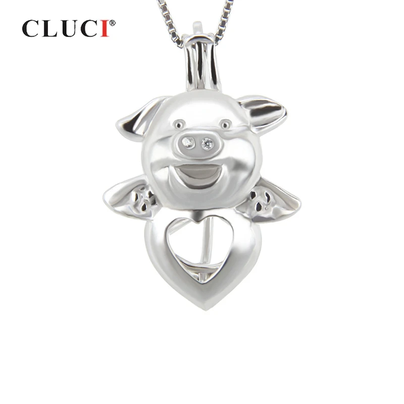 CLUCI Серебро 925 забавные свинки жемчужная подвеска для женщин ожерелье из