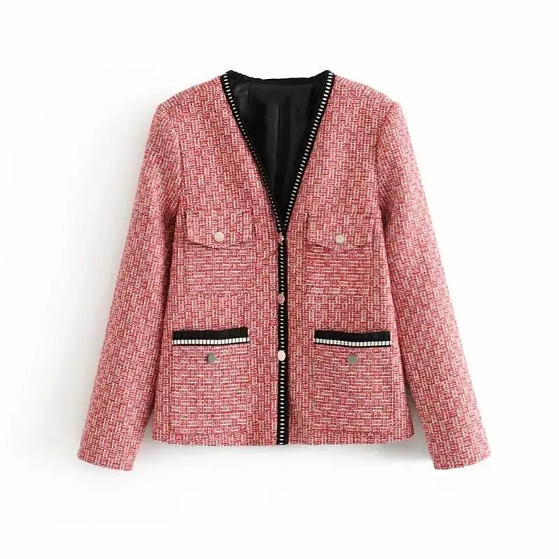 Осенне зимнее женское пальто куртка с v образным вырезом элегантное тонкое