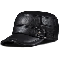 top male earmuffs genuine leather flat army hats for men winter ear head warm chapeau hombre leisure fishing baseball caps