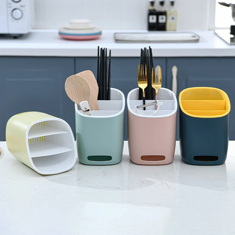 

New Kitchen Drain Plastic Chopstick Cage Holder Desktop Partition Rack Hollow Cutlery Drainer Spoon Fork Knife Shelf Holder