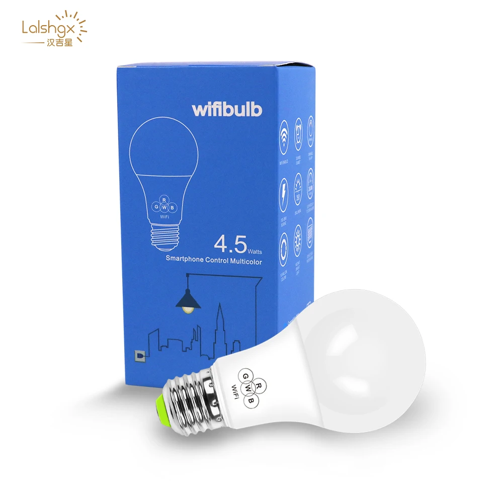 

Умная Светодиодная лампа с регулировкой яркости, 4,5 Вт, E27, Wi-Fi