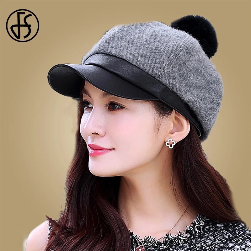 FS женская теплая зимняя восьмиугольная шапка Осенние береты новая модная