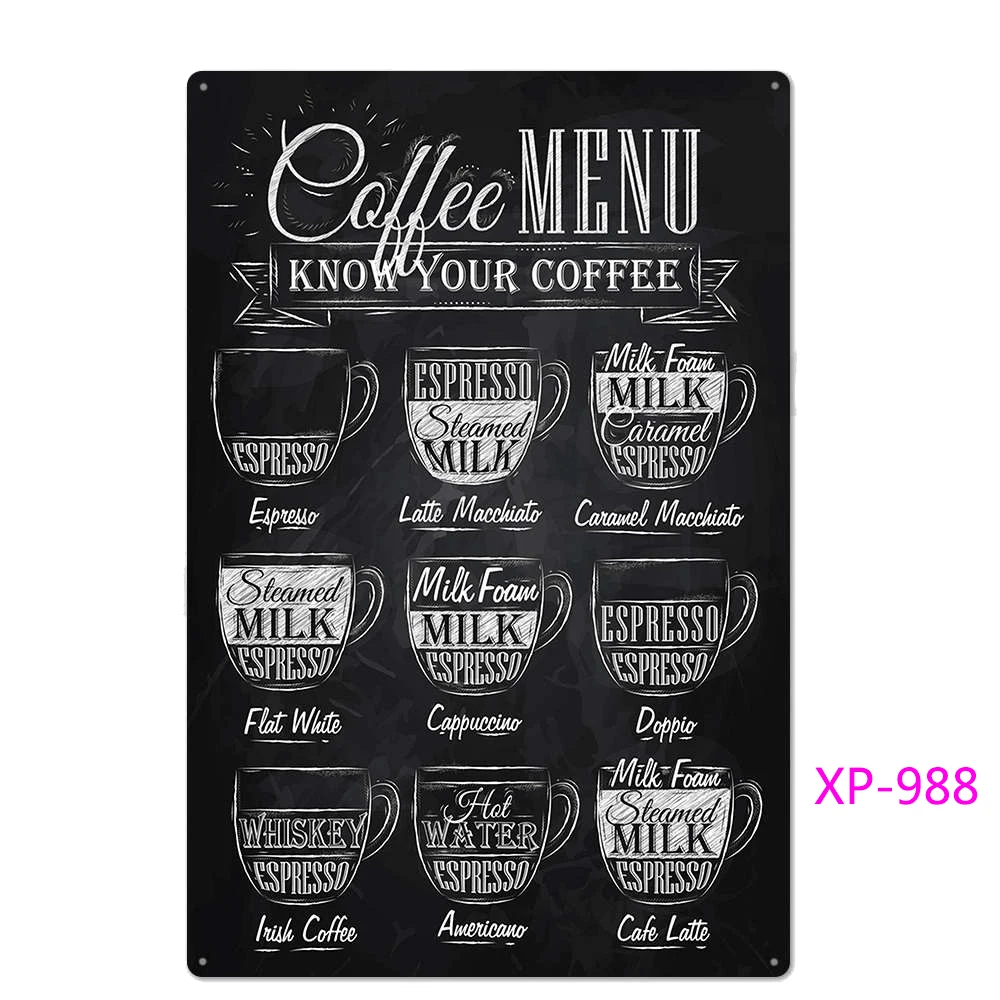 Винтажная жестяная вывеска в виде меню кофе металлическая пластина стиле ретро