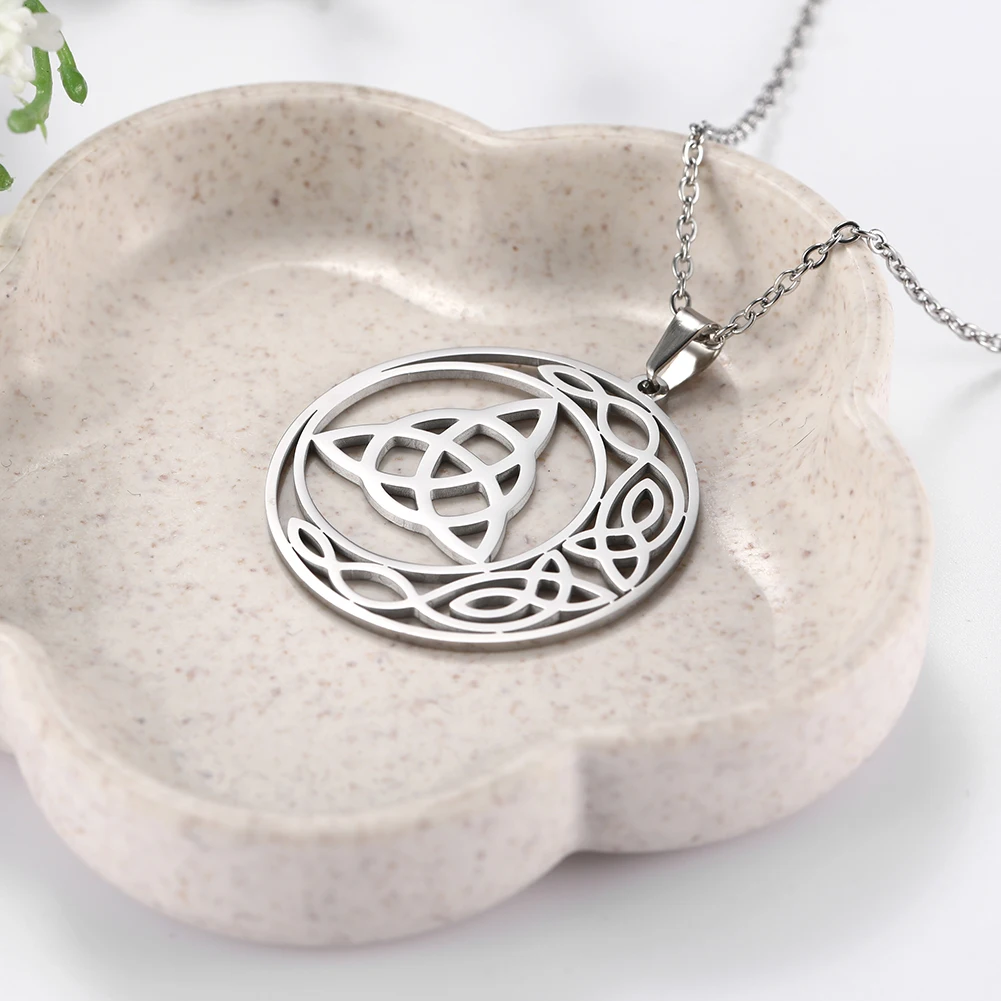 Длинное ожерелье COOLTIME с кулоном в виде религиозного узла из нержавеющей стали