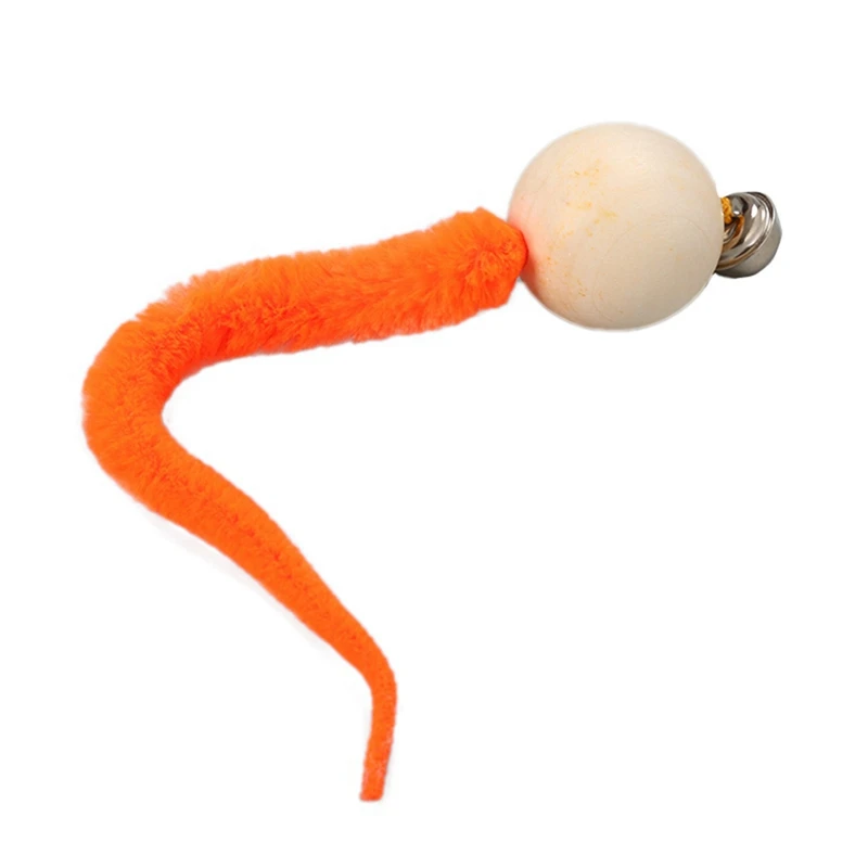 

Pet Simulation Worm Toy With Bell For Cat Wooden Ball Head And Plush Tail Interactive Teaser Pets Capture Chew Relieve Boredom