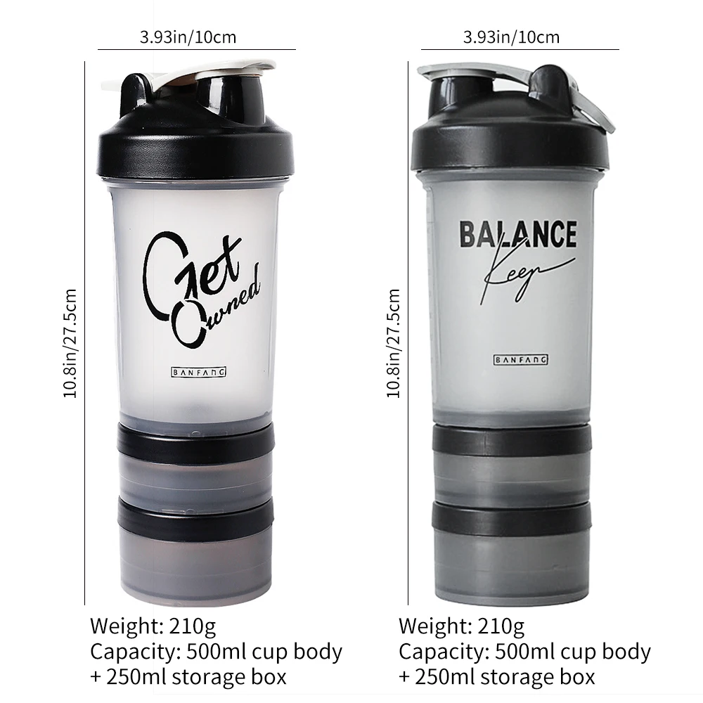 

Portable Shaker Bottle Outdoor Travel Carrying Bottle With Medicine Storage Box Protein Shaker Sport Fitness Gym Water Bottle