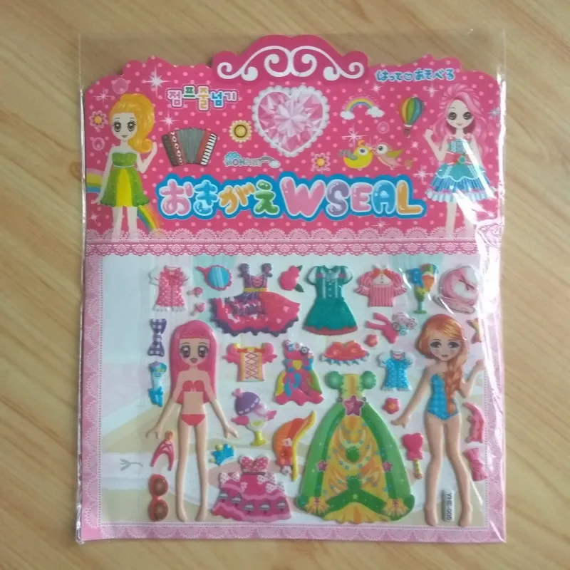 1 лист Дети Девочка одеваются наклейки 3D Пузырьковые для девочек дневник телефон