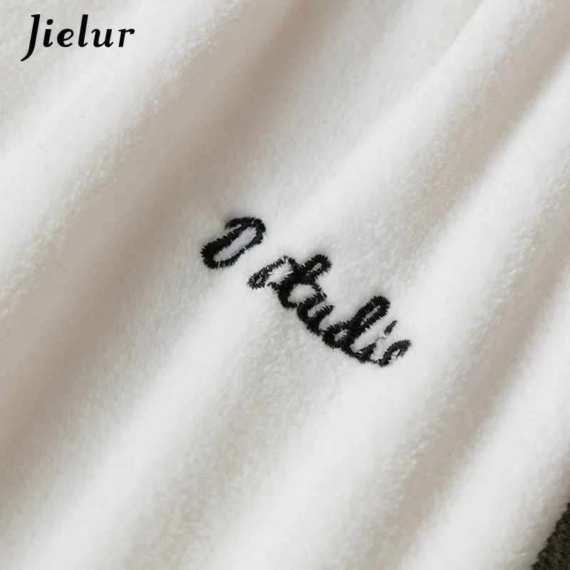 White Jielur пижамные штаны Зимняя теплая однотонная мягкая одежда ropa mujer из бархата кораллового цвета для отдыха флисовые штаны с буквенным принтом одежда для сна - Цвет: White