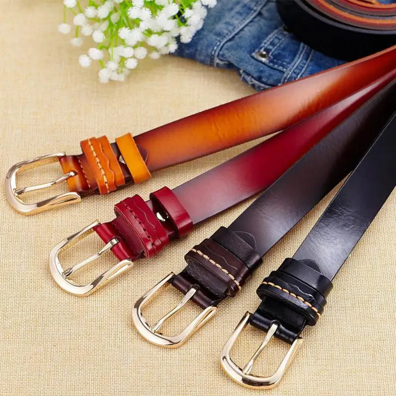 

Fashion Cinturon Mujer Pure Cowhide Belts For Women All-match Genuine Leather Jeans Belt Girls Luxury Brand Belt Ceinture Femme