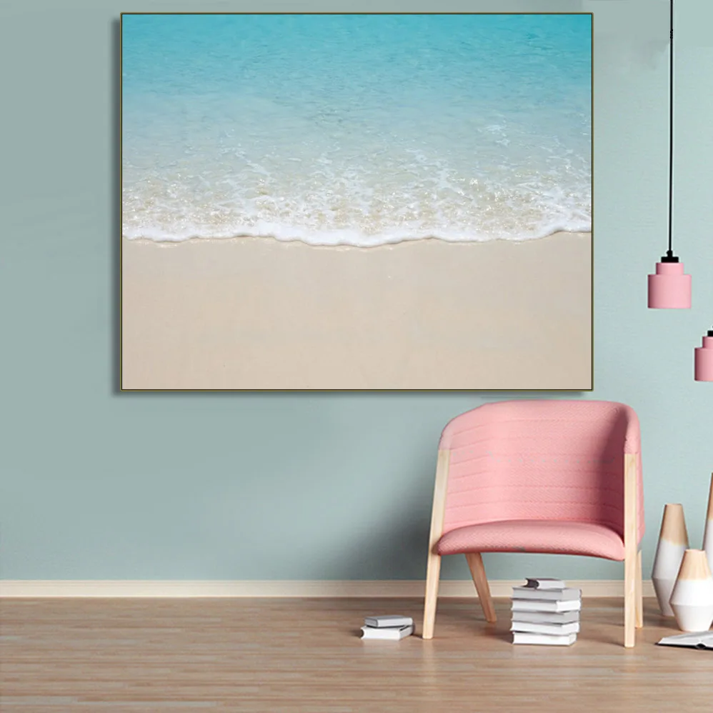

Scandinavian Style Posters and Prints Canvas Painting Seaside Beach Picture Pink Wall Art Picture Living Room Nordic Home Decor