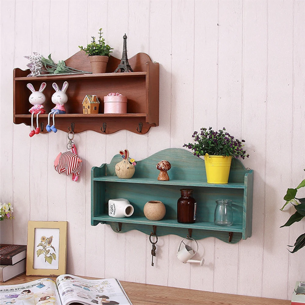 

Floating Shelf Flower Decorative Hook Wall Hooks Daisy Resin Wooden Signs Storage Rustic Creative Hand-Painted Hanging Coat