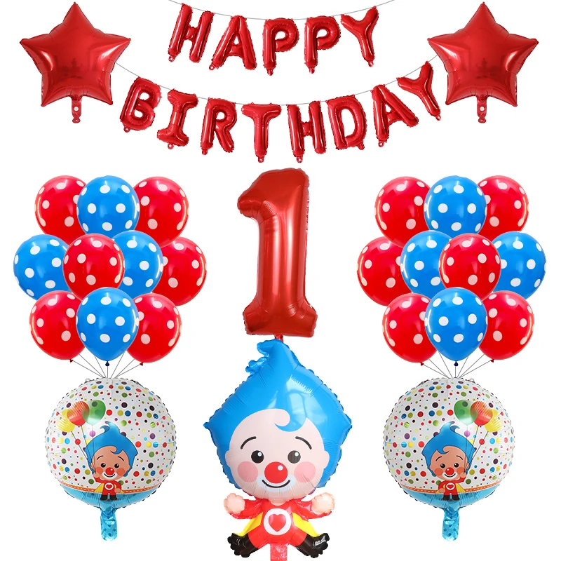 

39pcs/set Plim Clown Foil Helium Balloons 30inch Number Air Globos Children Birthday Party Decorations Baby Shower Kids Toy Ball