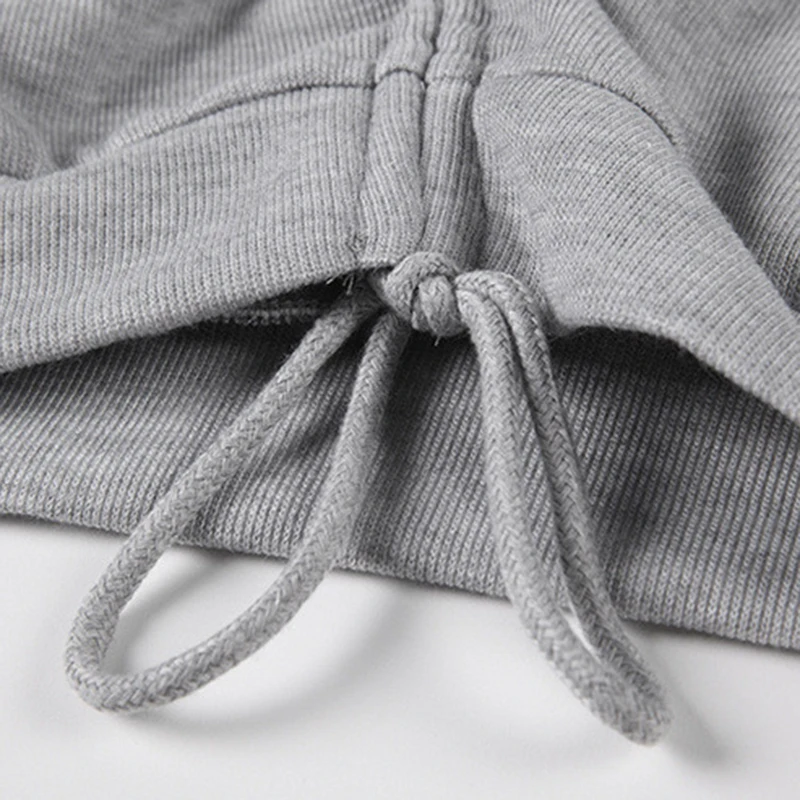 

SISPELL Patchwork Drawstring Pleated Sweatshirt O Neck Long Sleeve Solid Color Women's Casual Sweatshirt Fashion New 2021