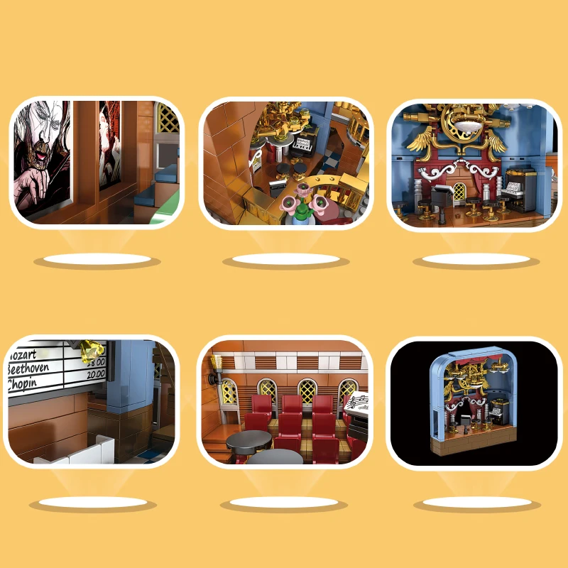 

New Street View The Concert Hall Model Building Blocks City With LED Version Architecture Bricks Set Children Toys Gifts