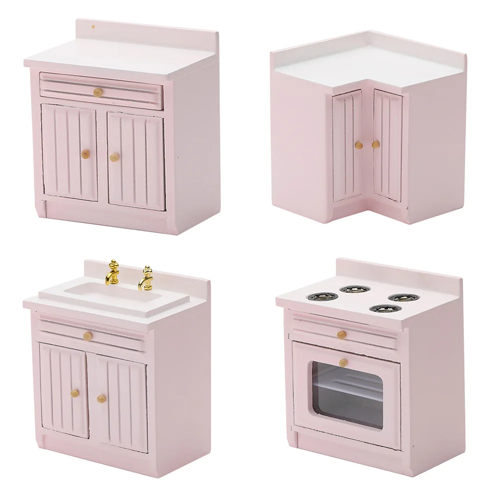 

1:12 Wood Miniature Accessories Kitchen Cabinet Cute Toys DIY Model Reusable Dollhouse Furniture Set Modern Decorative Gift