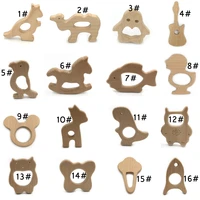 1pcs new safety animal shape baby teether teething toys food grade beech teether baby bite wooden color tooth dental care toys