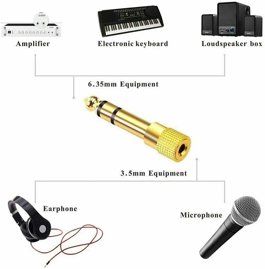 6.3mm 1/4&quot Male plug to 3.5mm 1/8&quot Female Jack Stereo Headphone Audio Adapter | Компьютеры и офис