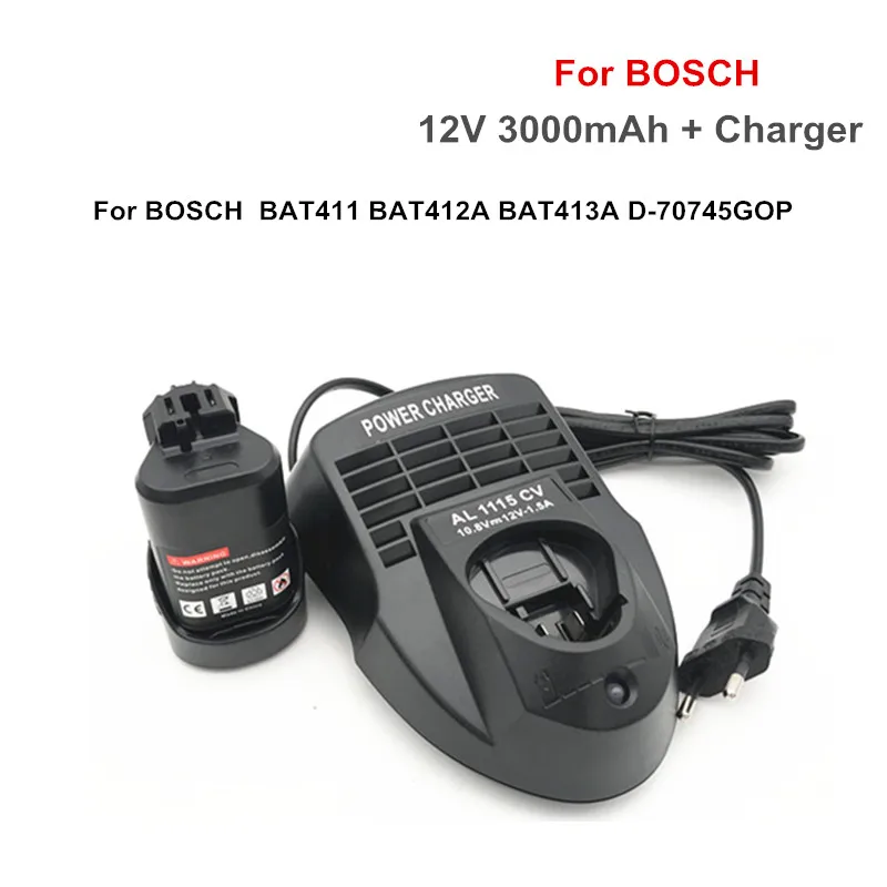 Литий ионный аккумулятор 12 в 3000 мАч + зарядное устройство для BOSCH BAT411 BAT412A BAT413A D
