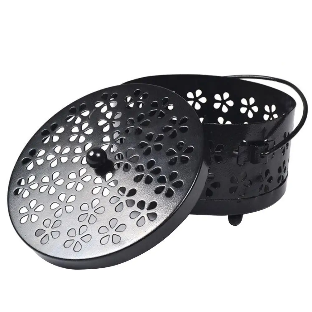 

Mosquito Coil Holder Summer Day Mosquito Incenses Rack Plate Home Decoration Hollow Mosquito Coil Box Incense Burner With Handle