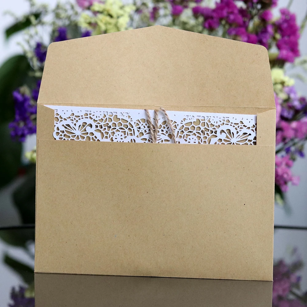 10 шт. дизайнерские свадебные приглашения с цветочным узором лазерная резка