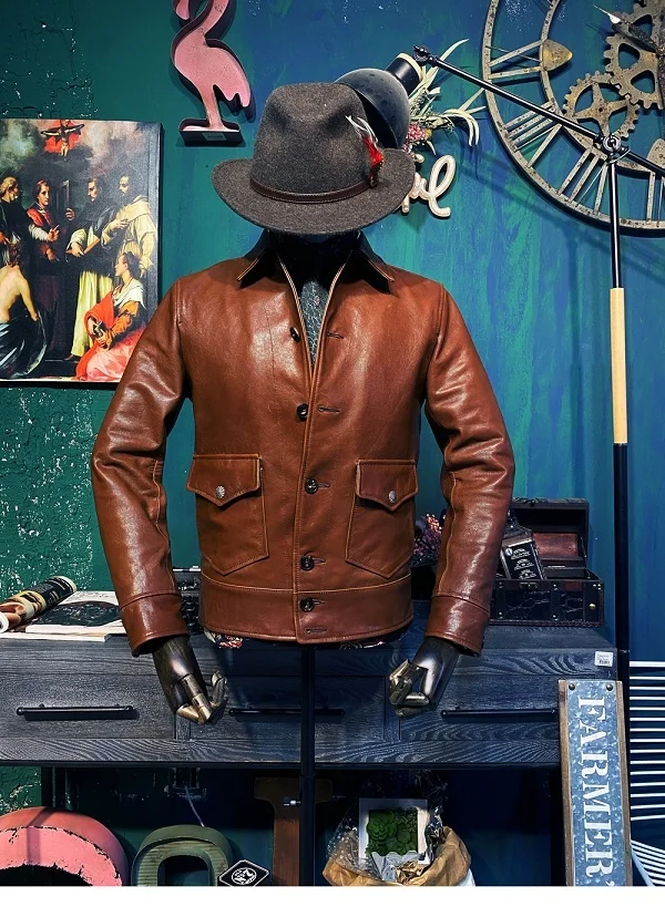 

Free shipping.soft 1.0MM goatskin jacket,men classic casual cossack style coat,100% genuine leather outwear.quality new