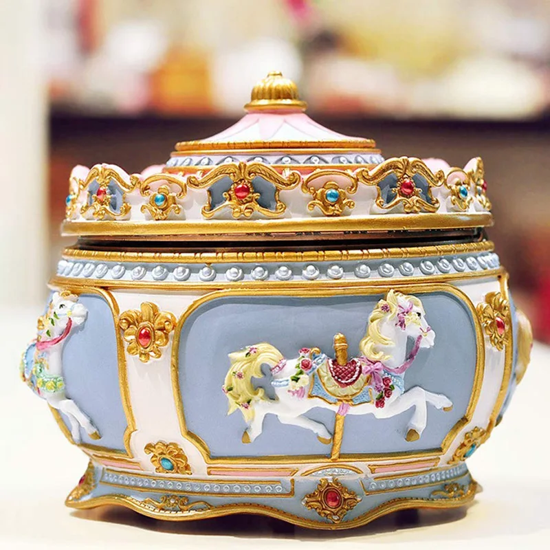 Музыкальная шкатулка в виде карусели со светодиодный Ной подсветкой и звуковым