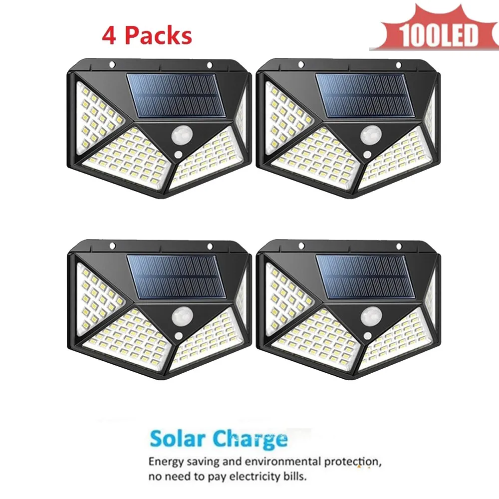 100LED LED Solar Power Lamp PIR Motion Sensor Wall Light Outdoor Waterproof Energy Saving Street Garden Yard Security light indo