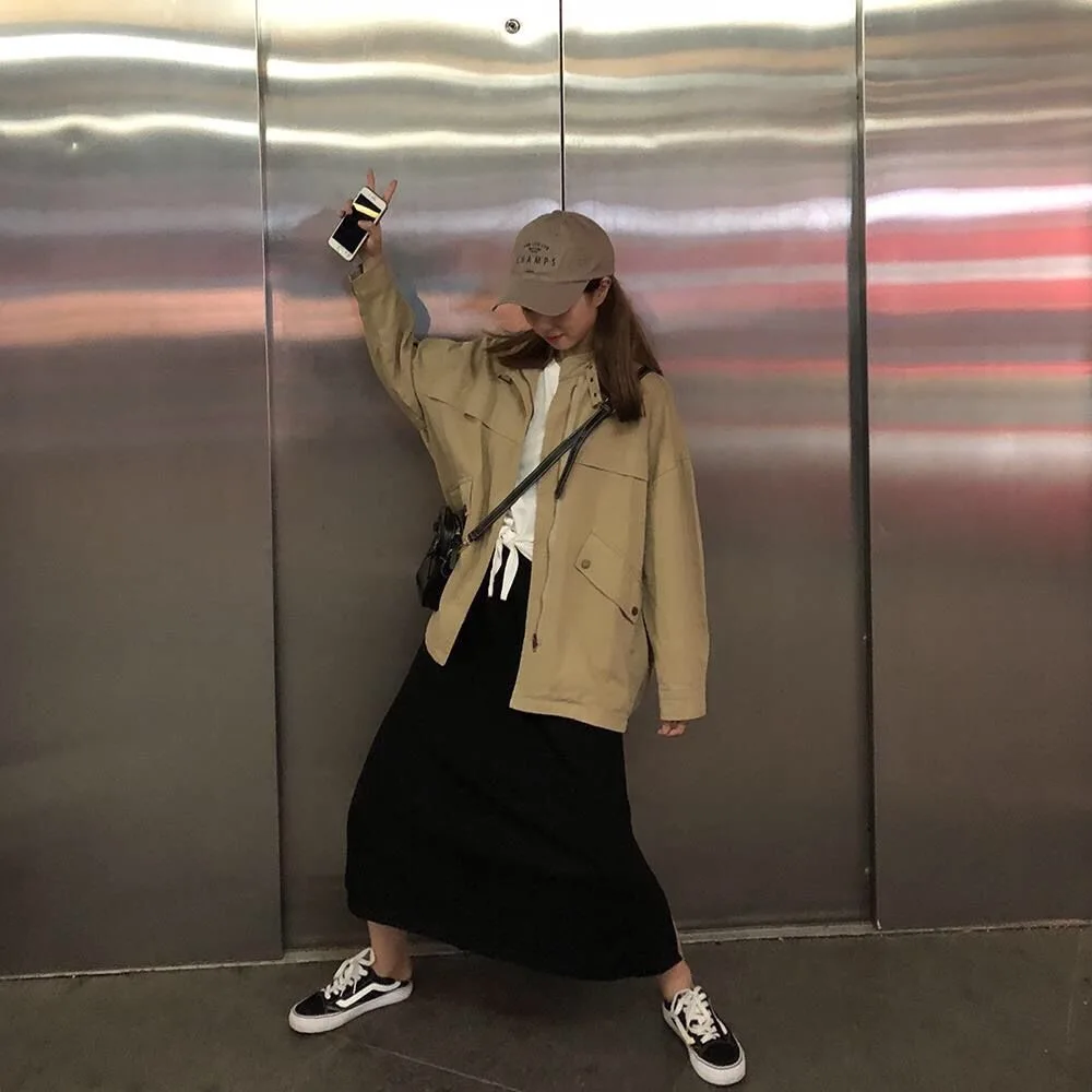 Весенняя куртка-бойфренд повседневные свободные верхняя одежда для женщин с