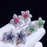 hoyon high jewelry custom flower earrings three dimensional petal earrings full of diamonds style exaggerated earrings