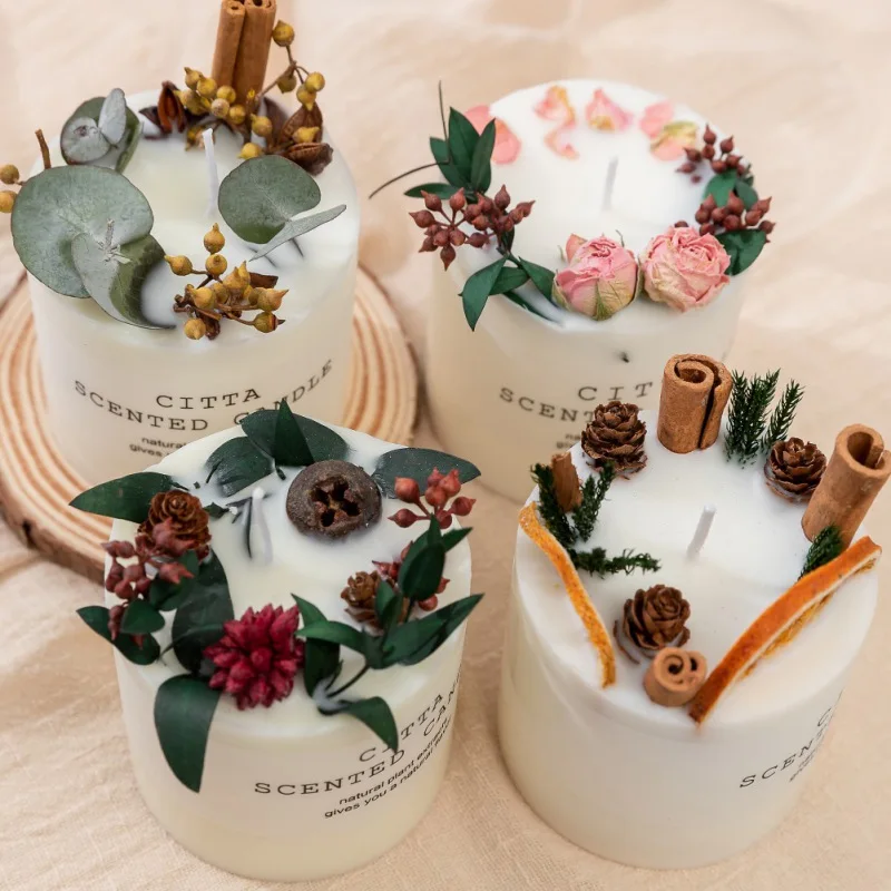 

Aromatherapy Candle Soy Wax Romantic Christmas Decoration Home Furnishing Candles Flower Petal Landscaping Soy Wax Candle