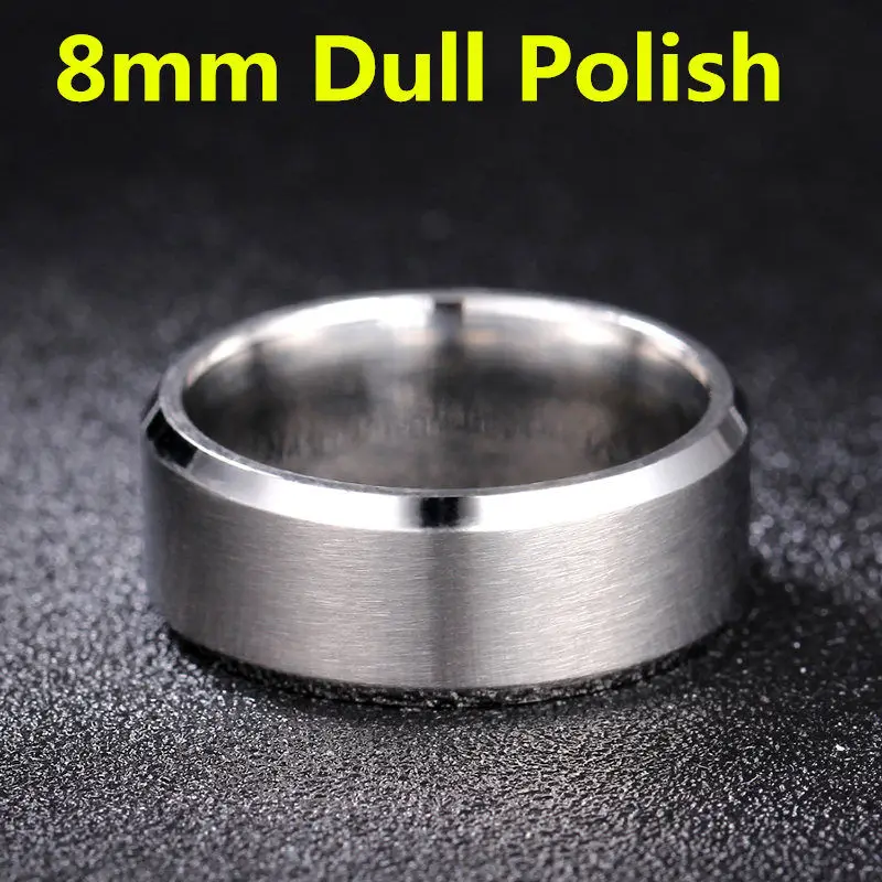 JR2010-8S 8mm 6 мм тускло Полированное серебряное титановое кольцо для мужчин и женщин - Цвет основного камня: JR2010-8S 8mm