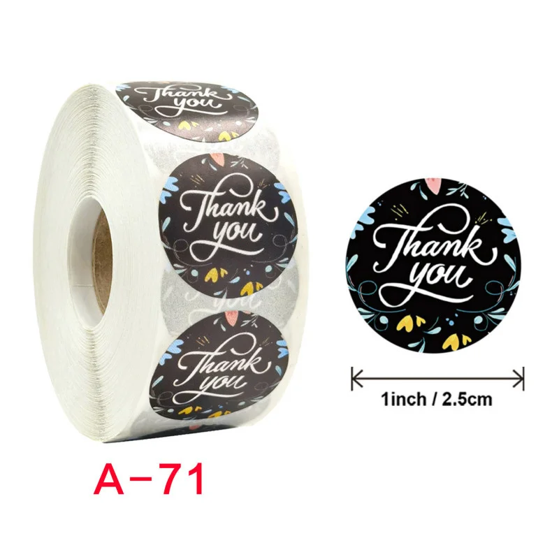 

500 Pcs A Roll Round Seal Lable Flower Thank You Stickers Envelope Plant Paper Handmade Handicraft Cute Stationary