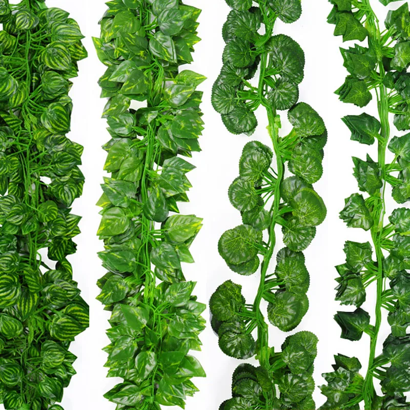 

Искусственные настенные растения 220 см для украшения дома, искусственные зеленые листья, подвесные для свадьбы, вечеринки, сада, комнаты, ак...