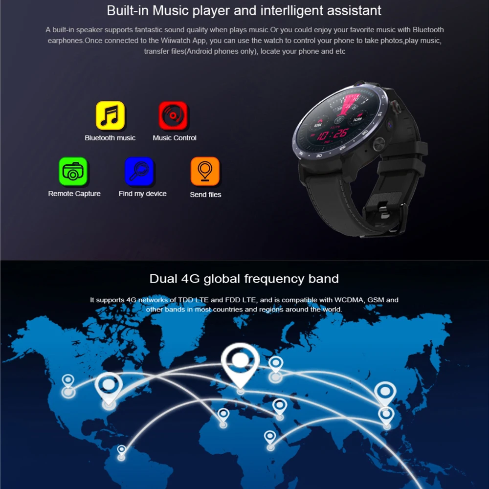 

3GB 32GB New Smartwatch 4G Network Lte MT6739 Quadcore 1.25GHz 900mAh Free Gift Power Bank GPS Dual Cameras Sports Smart Watch