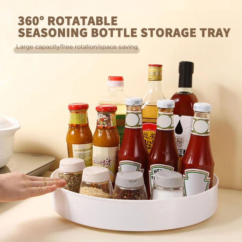 

Storage Rack Anti-Skid Kitchen Storage Tray Multifunctional 360 Rotating Storage Tray Smart Storage For Cosmetics Seasoning