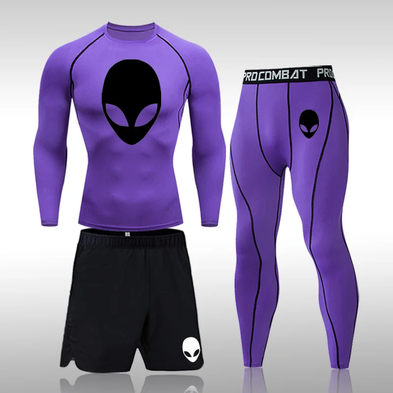 

Компрессионные костюмы из 3 предметов, мужской комплект одежды, спортивный костюм для бега, ММА, бега, спортивного зала, одежда