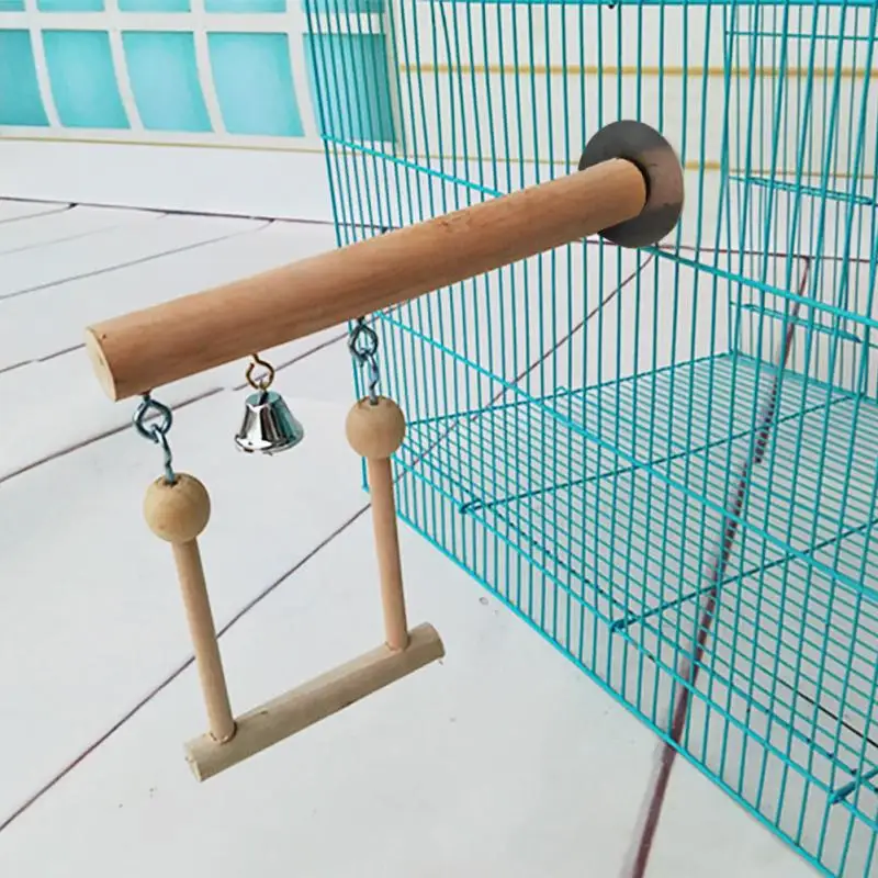 Многофункциональная игрушка-колокольчик для игры в птицу, легко устанавливается, садовые товары для домашних животных, украшение для дома, качающаяся подставка, деревянный окунь, универсальный