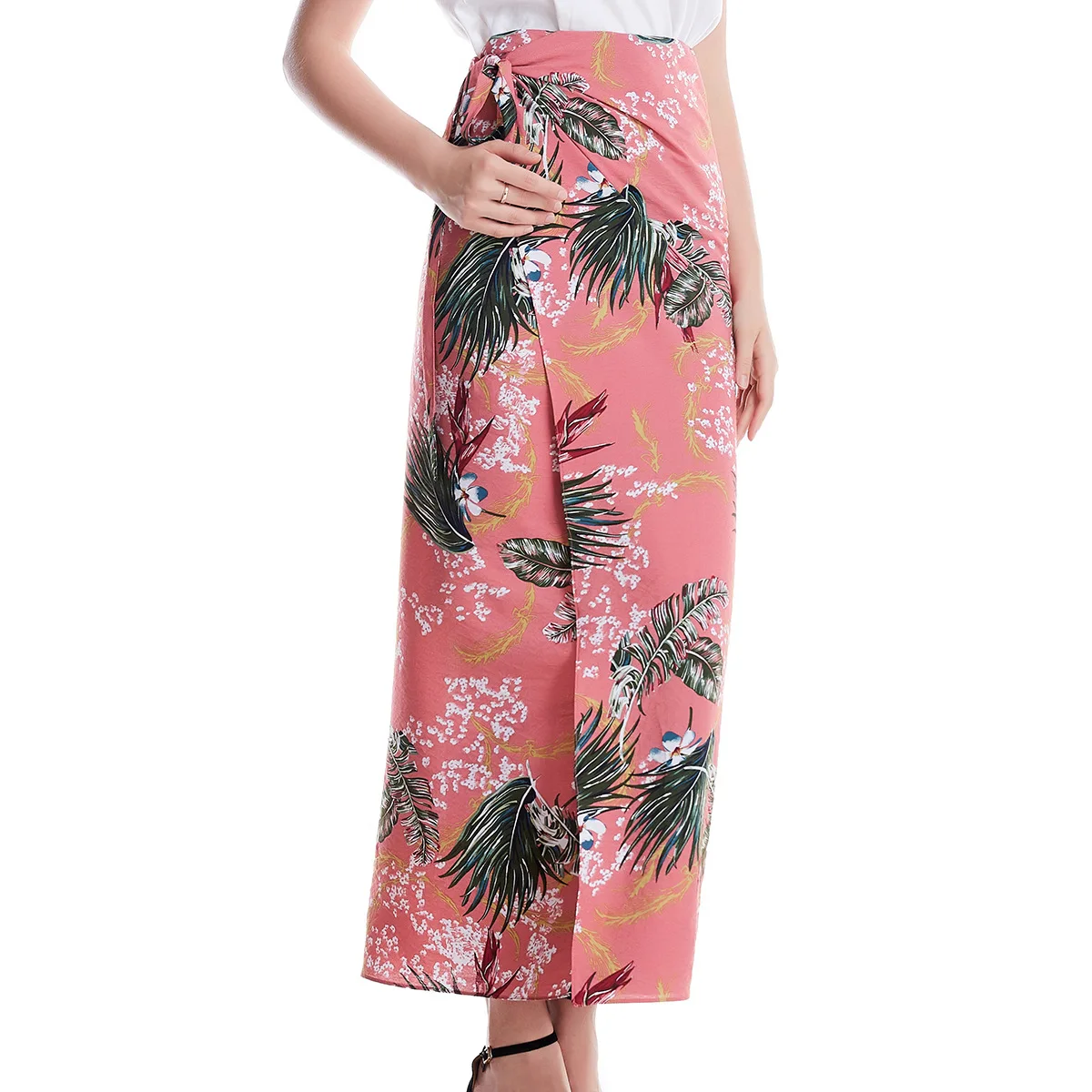 Новая модная женская юбка с принтом повседневная Хлопковая Женская Макси