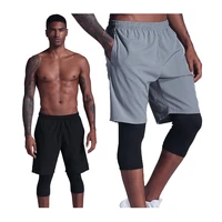 running shorts men 2 in 1 high quality liner elasticity soccer workout jogging short quick dry mantraining fitness shorts