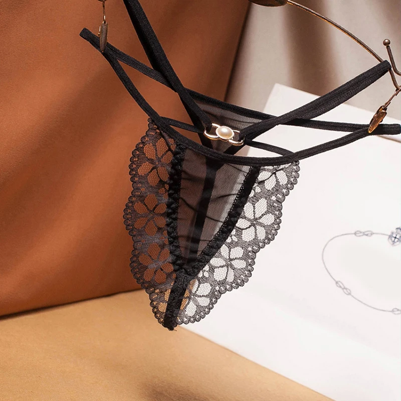 Сексуальные соблазнительные кружевные стринги с заниженной талией прозрачные